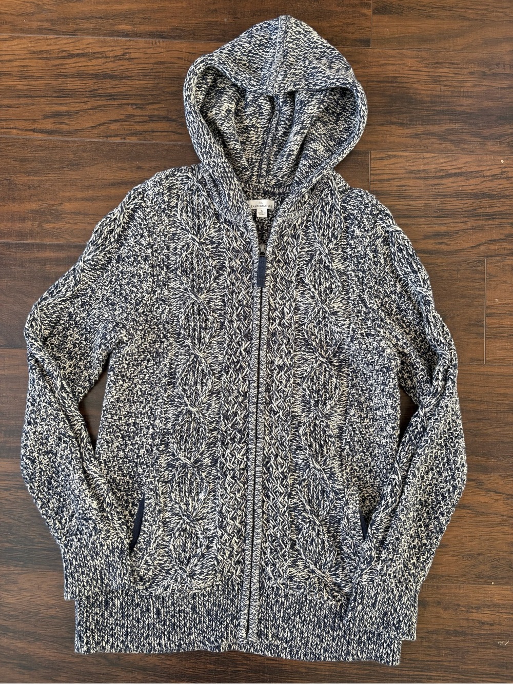 LL Bean Signature knit fisherman hoodie size S